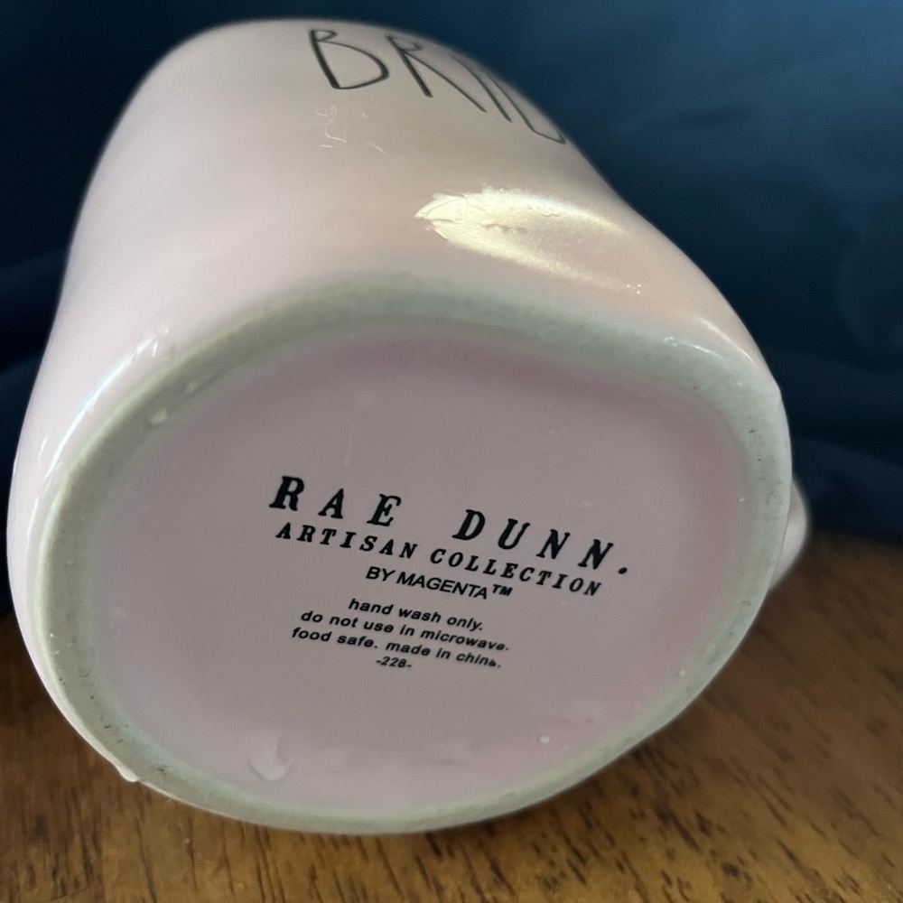 Rae Dunn Soft Pink Ceramic mug with Gold Lettering